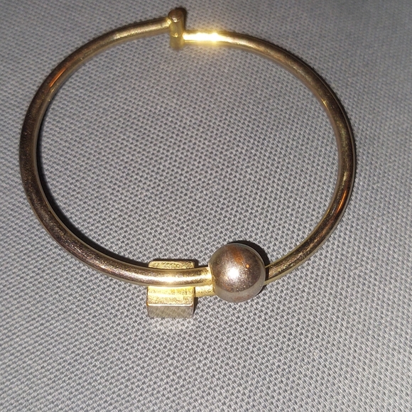 Vintage cube and ball bangle bracelet gold tone - Picture 2 of 3